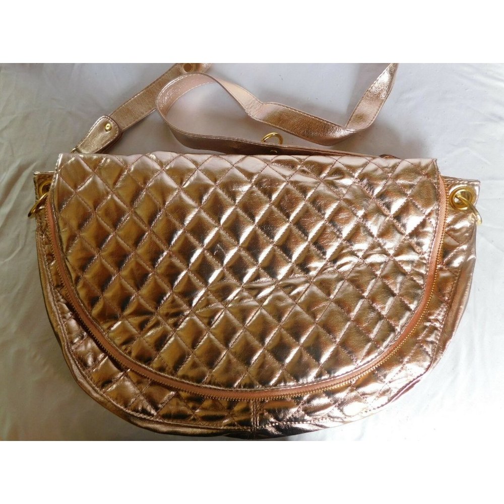 Amrita Singh Rose Gold Shoulder Bag Purse Gold Accents on Strapping